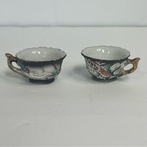 miniature japanese dragonware moriage teacups set of 2 demitasse 3d‎ post-1921